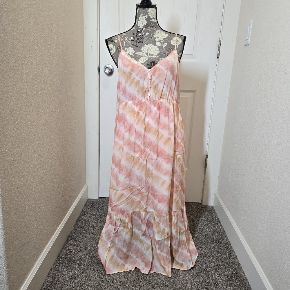 Rails Delilah Sunset Tie Dye Midi Dress Women's Size Large Baby Doll